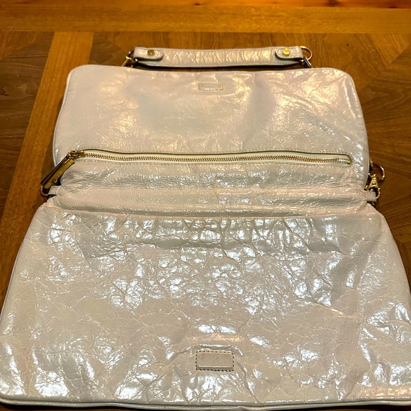 TORY BURCH Reva Leather Shoulder Clutch Purse Bag Metal Chain Detail - Picture 4 of 6